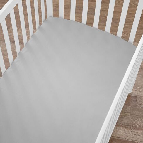 American Baby Company 4 Fitted Mini Crib Sheets 38x24", BL ZZ/Whale/GY/WT | 100% Natural Cotton Small Nesting Portable Crib Sheet, Fits Pack N Play Mattress - Soft & Breathable, Neutral for Boy & Girl in Kuwait