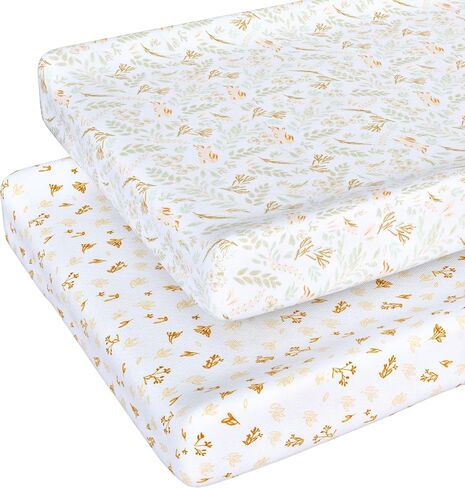 Fitted Crib Sheets for Girls, 2 Pieces 52"x28" 100% Cotton Crib Mattress Sheet, Absorbent Baby and Toddler Bed Sheets, Mattress Cover Oeko-TEX Cribs Sheet Set, Pink Floral Girl Nursery Gift Set in Kuwait