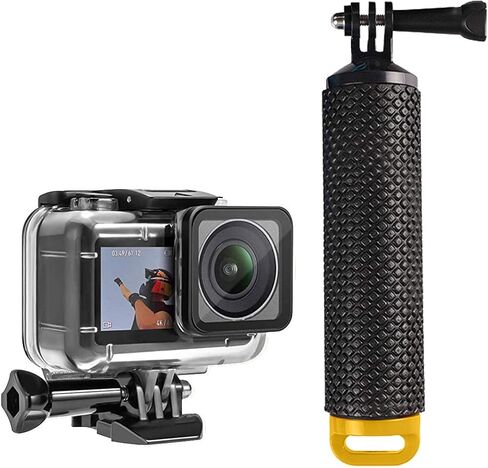 O'woda Waterproof Case + Floating Hand Grip Handle Underwater Diving Protective Housing Shell Stick Monopod for DJI OSMO Action Cameras Accessories (Yellow) in Kuwait