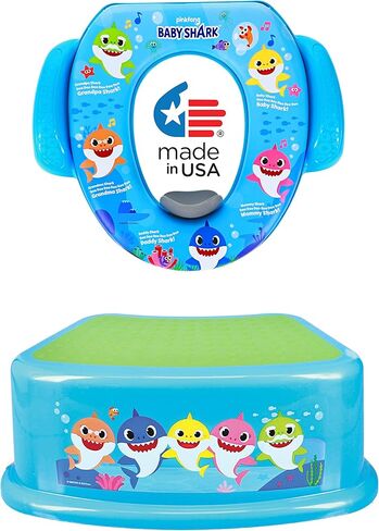 Pinkfong Baby Shark 2 Piece Essential Potty Training Set - Soft Cushion, Baby Potty Training, Safe, Easy to Clean, Step Stool in Kuwait