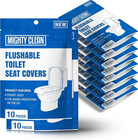 Toilet Seat Covers Flushable (100 Pack) - Upgraded XL Size| Biodegradable Paper Covers for Adults, Kids, Toddlers | Travel Essentials for Public Restroom, Airplane, Camping in Kuwait