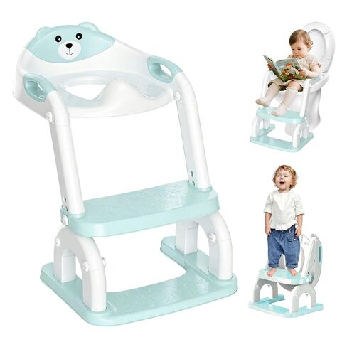 Potty Training Seat, Toddler Toilet Seat for Kids Boys Girls with Ladder, 2-in-1 Adjustable and Foldable, Padded Cushion, Stable Triangular Anti-Slip Design, Adaptable to V/U/O Toilets (Rose) in Kuwait