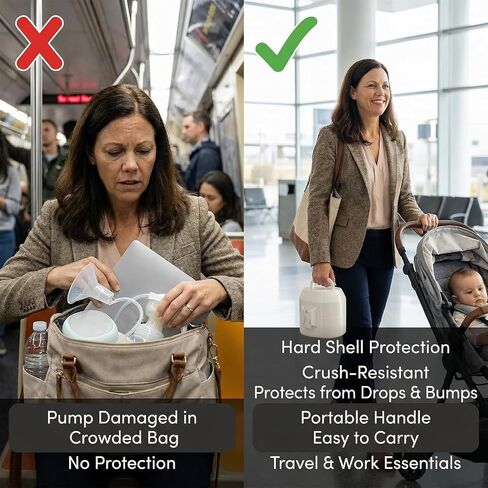 Breast Pump Case for Eufy S1/S1 Pro/E10/E20,Breast Pump Storage Box | Portable for Hands-Free Pumps-Upright Holder for Fridge Storage,Prevent Leakage,Travel & Work Essentials,Gift for Busy Moms in Kuwait