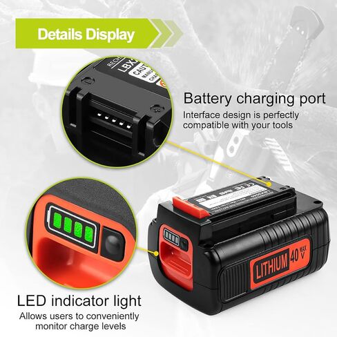 LCS36 LCS40 40V Charger Replacement for Black and Decker 40V Lithium Battery LBX1540 LBX2040 LBX2540 LBXR36 LBXR2036 Replaces Black and Decker 40V Battery Charger | Compact, Portable, Fast Charging, Efficient in Saudi Arabia
