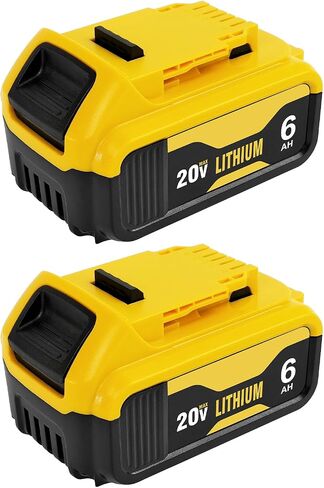 2-Pack 6.0Ah Replacement Baterias for Dewalt 20V Max Battery and Charger Combo with DCB102 Dual-Port Battery Charger Fit All 12V/20V OEM Batteries in Kuwait