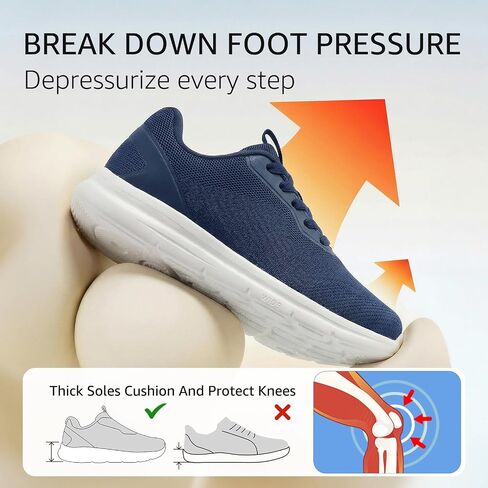 Womens Wide Walking Sneakers Tennis Shoes Navy Size 10 US | Wide Toe Box, Natural Toe Splay, Comfort, Arch Support, Cushioned, Removable Insole, for Daily Wear, Lightweight, Breathable in Saudi Arabia