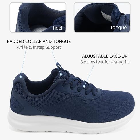 Womens Wide Walking Sneakers Tennis Shoes Navy Size 10 US | Wide Toe Box, Natural Toe Splay, Comfort, Arch Support, Cushioned, Removable Insole, for Daily Wear, Lightweight, Breathable in Saudi Arabia