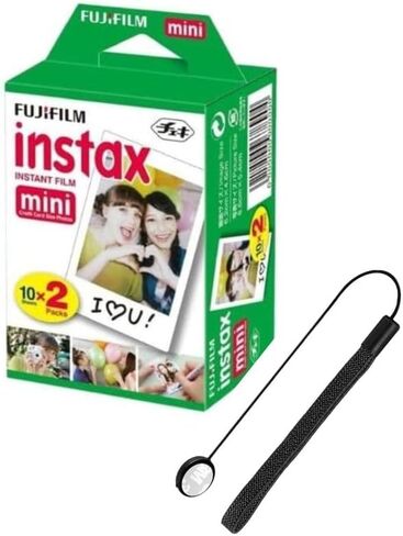 Fujifilm Instax Mini Instant Film for Mini Cameras, White, Credit Card Sized with Free Bonus Cap Keeper - (1 x Twin Pack) in Kuwait