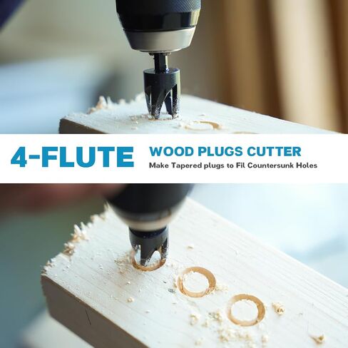 15-Piece Countersink Drill Bit Set for Woodworking | Adjustable Tapered Counter Sink Drill Bits, 2PC Wood Plug Cutters, Magnetic Extension Bit Holder, 1/4" Hex Shank in Kuwait