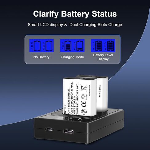 2-Pack LP-E17 Battery & Dual USB Charger Compatible with Canon EOS R8 R10 R50 R100 RP Rebel Series in Kuwait