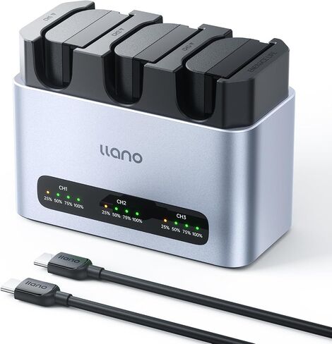 llano 3-Pack 2400mAH LP-E6NH Battery & 30W Fast Charger Set: Triple Slot for Canon Camera EOS R5/R6/R7 Mark II, 5D/6D/7D Mark II/III/IV, 60D/70D/80D/90D,USB-C,LED,Durable CNC Aluminum in Saudi Arabia