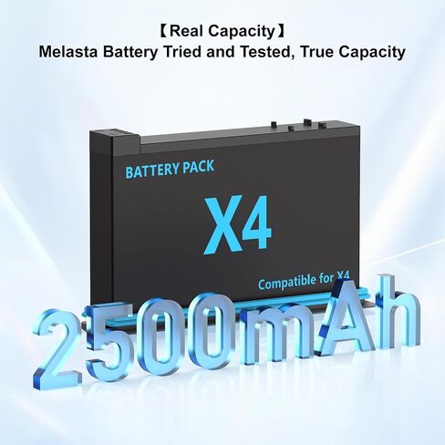 melasta Battery for Insta360 X4 Camera, 3.85V 2500mAh Li-ion Replacement Battery Pack Charger for Insta 360 X4 with 2 X Batteries and 1 X Charger (Dual Ports) in Kuwait