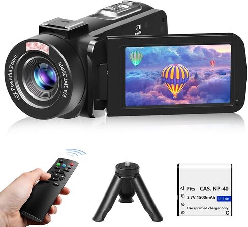 VETEK Video Camera 8k Camcorder 48MP UHD WiFi Vlogging Camera for YouTube | 18X Digital Zoom,IR Night Vision 3.0“ LCD Screen Digital Camera with Microphone, 32G SD Card, Remote Control and 2 Batteries in Kuwait