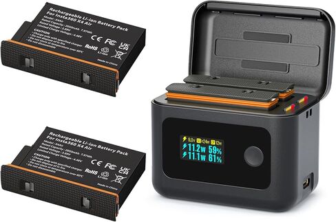 Fast Battery Charger for Insta360 X4 Air(Not for X4),27W Intelligent Two Way Charger Hub w/LCD Display Shows Battery SOC,Batteries Not Included in Kuwait