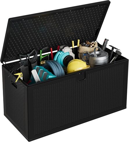 Large Resin Deck Box Waterproof, 150 gal, 800 LB Capacity Heavy Duty Outdoor Storage Box with Lockable Lid, Portable Outside Storage Container for Patio Garden Yard in Kuwait
