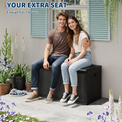 Large Resin Deck Box Waterproof, 150 gal, 800 LB Capacity Heavy Duty Outdoor Storage Box with Lockable Lid, Portable Outside Storage Container for Patio Garden Yard in Kuwait