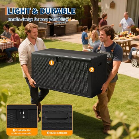 Large Resin Deck Box Waterproof, 150 gal, 800 LB Capacity Heavy Duty Outdoor Storage Box with Lockable Lid, Portable Outside Storage Container for Patio Garden Yard in Kuwait