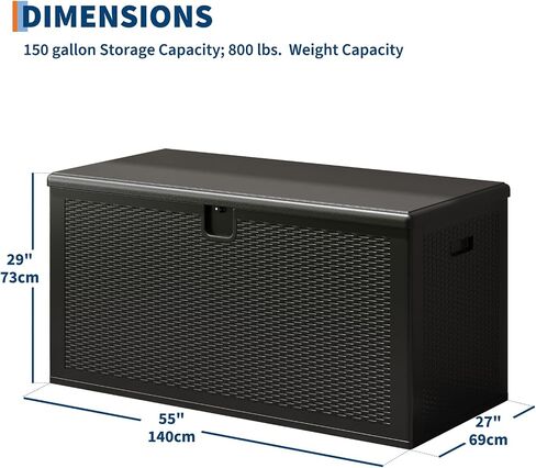 Large Resin Deck Box Waterproof, 150 gal, 800 LB Capacity Heavy Duty Outdoor Storage Box with Lockable Lid, Portable Outside Storage Container for Patio Garden Yard in Kuwait