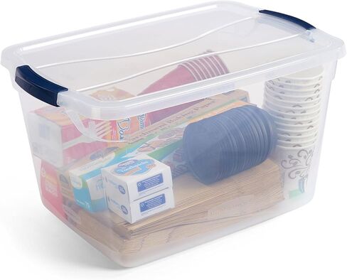 Rubbermaid Cleverstore Clear 32 Qt, 6 Pack Stackable Plastic Storage Bins with Lids, Great for Closet and Laundry Storage, Organizing in the Home in Kuwait