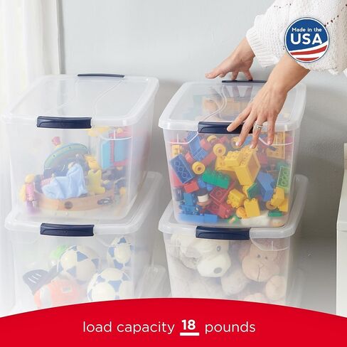 Rubbermaid Cleverstore Clear 32 Qt, 6 Pack Stackable Plastic Storage Bins with Lids, Great for Closet and Laundry Storage, Organizing in the Home in Kuwait