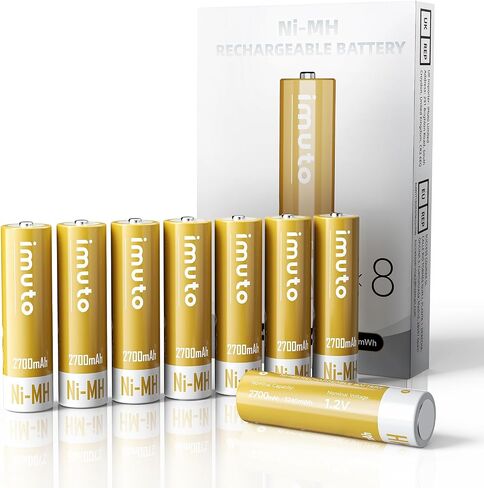 imuto Rechargeable aa Batteries, 2500mWh aa Lithium Batteries 4 Pack | 1.5V 2A Output aa Battery, 2500 Cycles, Wide Temp -40°F~140°F, Leak-Proof CBPI, Ideal for digital cameras, toys, toothbrushes in Saudi Arabia