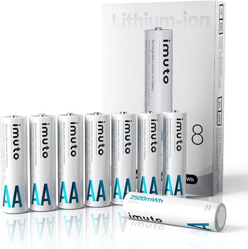 imuto Rechargeable aa Batteries, 2500mWh aa Lithium Batteries 4 Pack | 1.5V 2A Output aa Battery, 2500 Cycles, Wide Temp -40°F~140°F, Leak-Proof CBPI, Ideal for digital cameras, toys, toothbrushes in Saudi Arabia