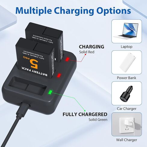 LP Battery Charger Kit Compatible with DJI OSMO,3-Pack 1300mAh Replacement Battery and Intelligent 3-Channel USB Charger Kit for DJI OSMO Action Camera（NOT for Action 2/3/4） in Saudi Arabia