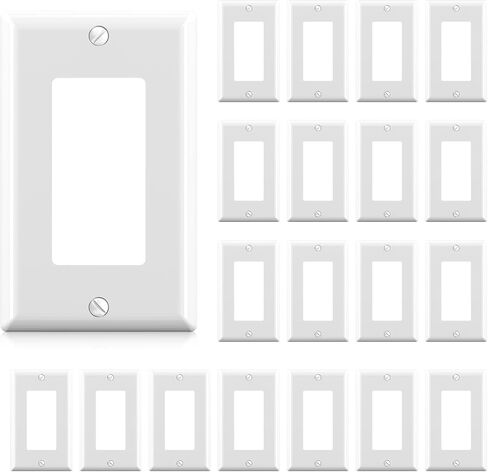 AIDA 1-Gang Standard Light Switch Cover Plate, Decorative Outlet Covers, Glossy White, 10-Pack Unbreakable Polycarbonate Wall Plates for Decorator Device, UL Listed, 4.5" H x 2.75" L in Kuwait