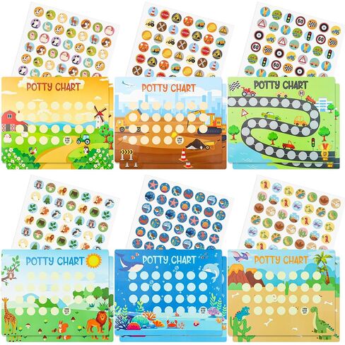19 Pcs Potty Training Chart for Toddlers Boys Potty Training Reward Charts 6 Fun Styles Toilet Charts with Stickers Develop Toileting Habit for Kids Toddlers Boy in Kuwait