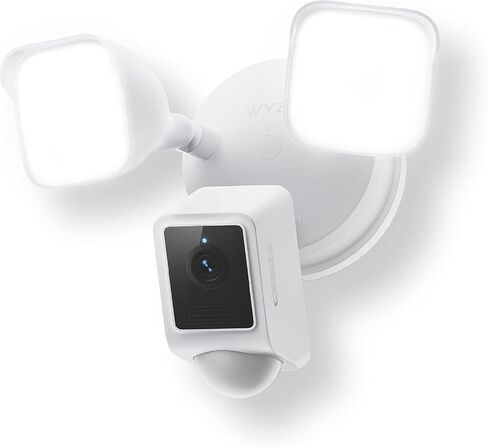WYZE Floodlight Camera v2, 2800-Lumen LEDs, 2K HD Outdoor Security Camera, 160° Wide View, Motion Activated Light, 105dB Siren, Cloud & Local Storage, Color Night Vision, Wired (Renewed) White in Kuwait