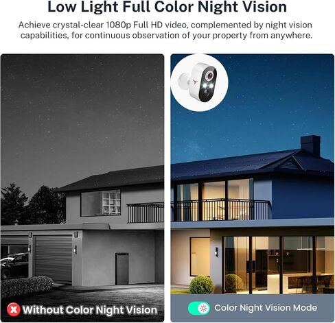 Security Cameras Wireless Outdoor, 1080P Battery Powered Camera | 120° View, Color Night Vision, Cloud Storage (Sold Separately), Wireless Home Surveillance Camera for Visitors, Vehicles in Kuwait