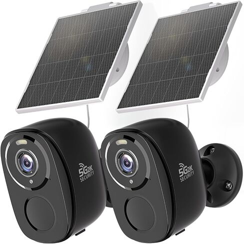 Rraycom 2Pack 5G Solar Security Cameras Wireless Outdoor, 2K Battery Camera w/Solar Panel, Siren Alarm, Color Night Vision, 2-Way Talk, Waterproof, Works/Alexa, WiFi Camera for Outdoor Surveillance in Kuwait