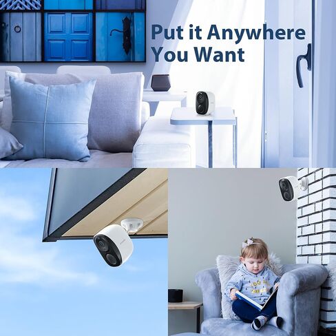 Zmodo Outdoor Wireless Security Camera -Wire-Free, Rechargeable, Battery Powered Indoor Camera 100-degree view,Night Vision, Motion Detection,2-Way Audio, IP65 Waterproof, Cloud/SD Storage,Alexa-Ready in Kuwait