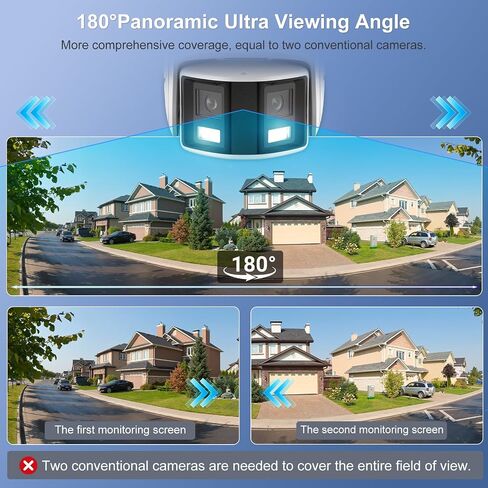 Anpviz 4K/8MP PoE Dual Lens Security Camera Outdoor 180 Degree Wide Angle | 180° Panoramic IP Wired Camera with Human/Vehicle Detection, Two-Way Talk, Built-in Micro SD Card Slot, IP67Metal in Kuwait