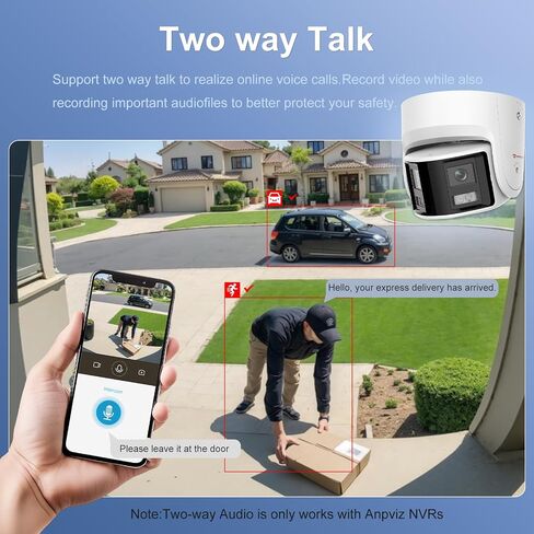 Anpviz 4K/8MP PoE Dual Lens Security Camera Outdoor 180 Degree Wide Angle | 180° Panoramic IP Wired Camera with Human/Vehicle Detection, Two-Way Talk, Built-in Micro SD Card Slot, IP67Metal in Kuwait
