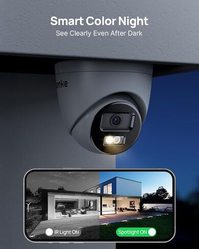 ANNKE 4K/8MP Dome PoE Security Camera Outdoor, Color Night Vision, White | AI Human/Vehicle Detection, Smart Dual Light, Audio Recording, Easy Remote Access, IP67, H.265+, Support up to 512GB TF Card in Kuwait