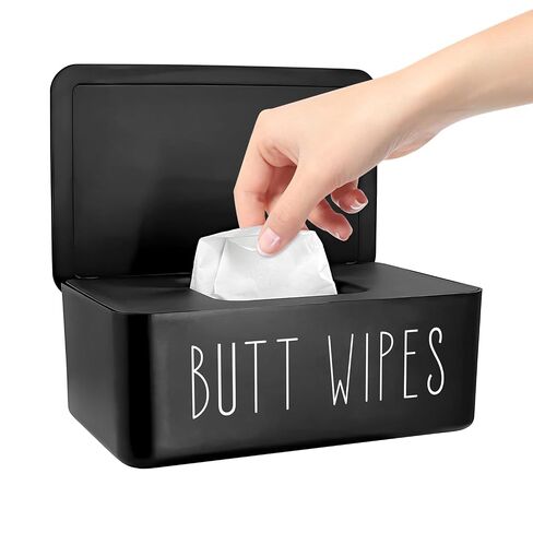 Baby Wipes Dispenser 7.48" L x 4.52" W x 2.75" H (19x11.5x7cm) | Flushable Wipes Container for Bathroom, Diaper Wipe Holder, Black in Kuwait