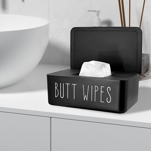 Baby Wipes Dispenser 7.48" L x 4.52" W x 2.75" H (19x11.5x7cm) | Flushable Wipes Container for Bathroom, Diaper Wipe Holder, Black in Kuwait