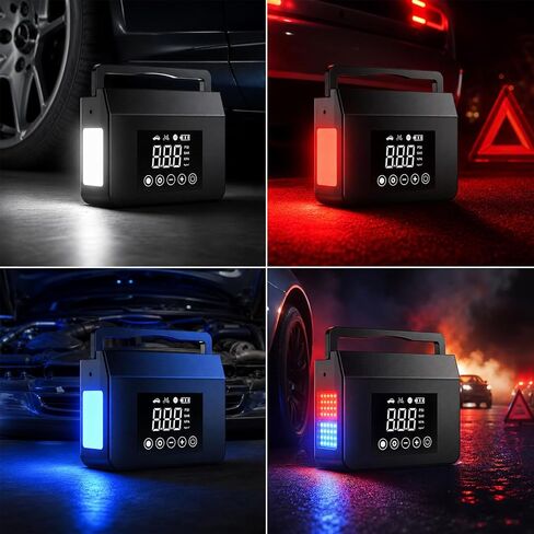 Tire Inflator Portable Air Compressor 150PSI, Road Trip Essentials for Men and Women, Jump Starter for All Gas/8.0L Diesel 4000A & 12V DC in Kuwait