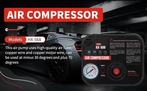 Portable Tire Inflator Air Compressor Pump Pressure with Tire Gauge Emergency and LED Light Vent for Car Motorcycle Bike Ball DC 12V Fast Inflation in Kuwait