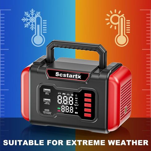 Portable Car Jump Starter Air Compressor, 4000A Peck 150 PSI Cordless Tire Inflator Battery Pump Rechargeable 12 Volt, Air Pump for Auto, Motorcycle, Bicycle, Balls with LED Light in Kuwait