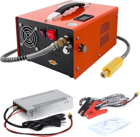 PCP Air Compressor 4500Psi/30Mpa Water/Oil Free PCP Air Pump Rifle/Pistol Paintball Cans Powered 12V Automotive DC 110V AC For Home Use With Power Converter And Oil-moisture Filter Easy Carry in Saudi Arabia