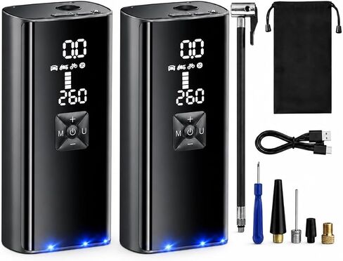 Tire Inflator Portable Air Compressor,150PSI Cordless Car Tire Pump with Digital Gauge, Auto Shut-Off, Type-C Rechargeable Air Pump with LED Light for Car, Bike, Motorcycle, Balls in Kuwait