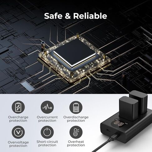 K&F Concept NP-FW50 Charger, Dual Slot LCD ZV-E10 Battery Charger Compatible with Sony A7, A7ii, A6000, A6300, A6400, ZV-E10 Cameras in Kuwait
