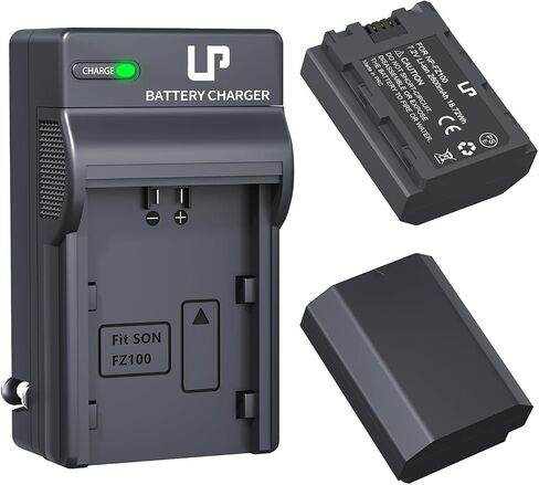LP NP-FZ100 Battery and Charger, 2600mAh 2-Pack Replacement Battery for Sony A7iii, A7iv, A7C, FX3, FX30, A9, A6600, A6700, ZV-E1, ZV-E10ii, Alpha 9, A9S, A7R III, A7R IV, A7R V Camera Batteries in Kuwait