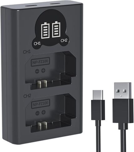 LP NP-FZ100 Battery and Charger, 2600mAh 2-Pack Replacement Battery for Sony A7iii, A7iv, A7C, FX3, FX30, A9, A6600, A6700, ZV-E1, ZV-E10ii, Alpha 9, A9S, A7R III, A7R IV, A7R V Camera Batteries in Kuwait