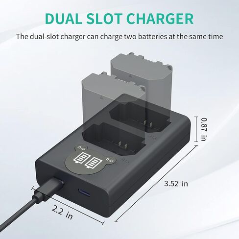 LP NP-FZ100 Battery and Charger, 2600mAh 2-Pack Replacement Battery for Sony A7iii, A7iv, A7C, FX3, FX30, A9, A6600, A6700, ZV-E1, ZV-E10ii, Alpha 9, A9S, A7R III, A7R IV, A7R V Camera Batteries in Kuwait
