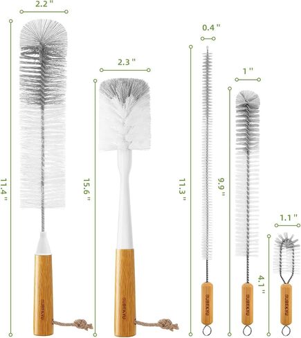 SUBEKYU Bottle Brush, Baby Bottle Brush with Nipple and Straw Cleaner Set, Gray+ White (Gray+ White 5P) in Kuwait