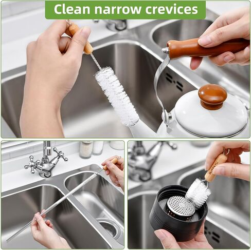 SUBEKYU Bottle Brush, Baby Bottle Brush with Nipple and Straw Cleaner Set, Gray+ White (Gray+ White 5P) in Kuwait
