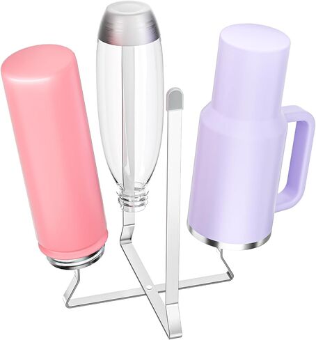 Foldable Water Bottle Drying Rack, Stainless Steel Tumbler Dryer Stand for Kitchen Counter, Multifunctional Space-Saving Cup Drainer for Bottles, Baby Bottles, Glasses & Reusable Bag (Silver, 1PC) in Kuwait